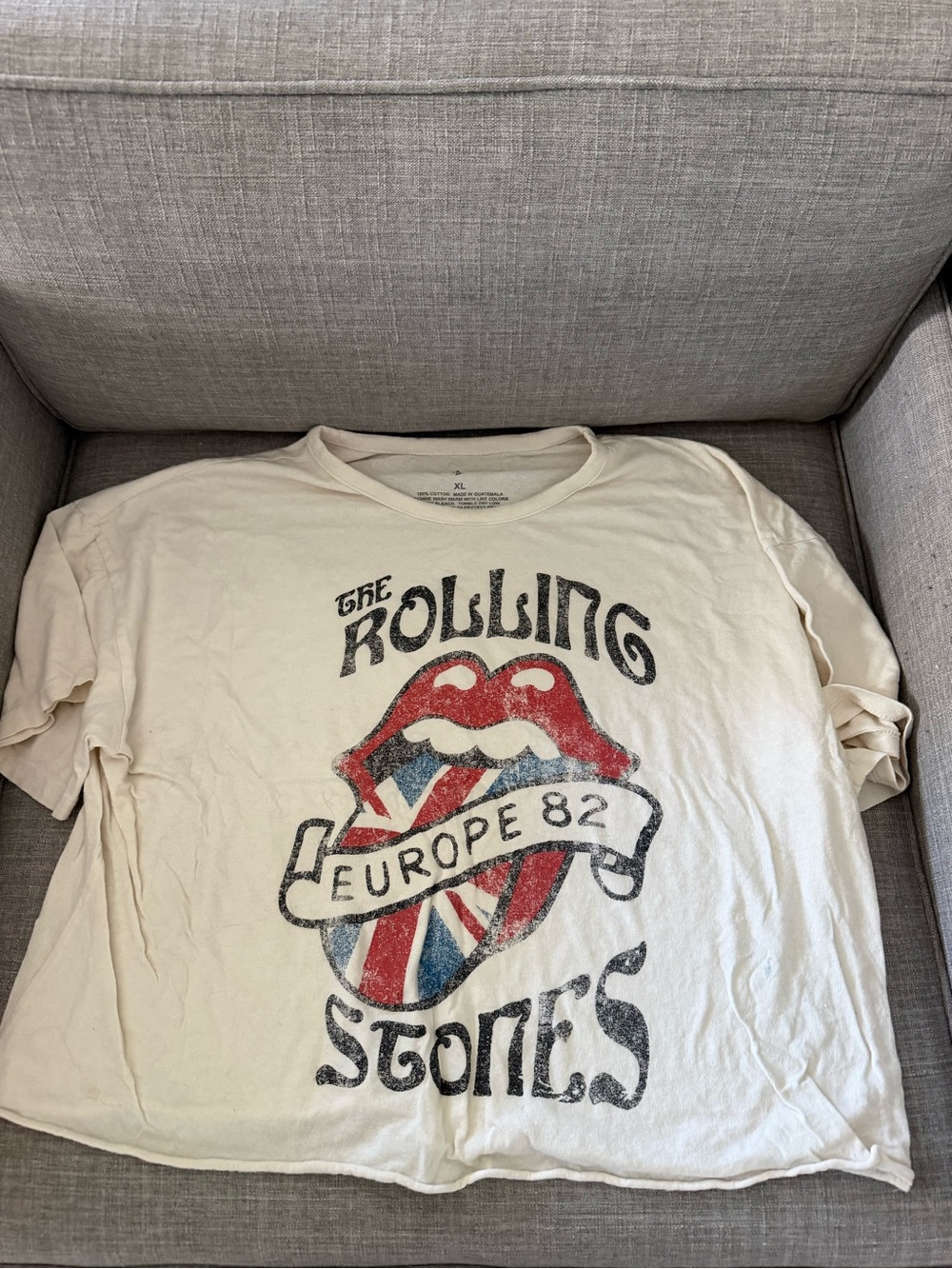 The Rolling Stones Kids Short Sleeve Tee - Cream with Red & Blue Logo